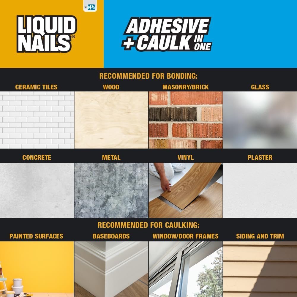 Adhesive + Caulk in One LN-150, 10 oz White, view 4