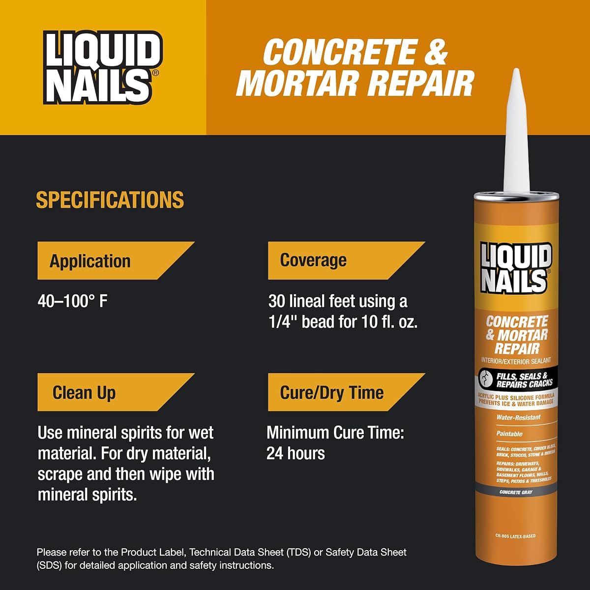 Concrete & Mortar Repair Adhesive, 10.3 oz, view 4