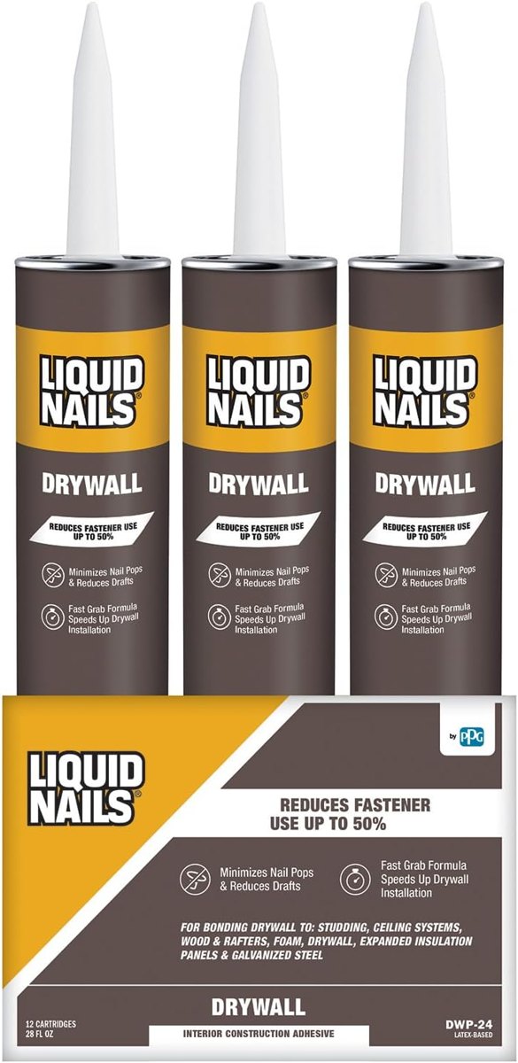 Drywall 28 oz Off-White Interior Adhesive Low VOC, 12 Pack, Liquid Nails