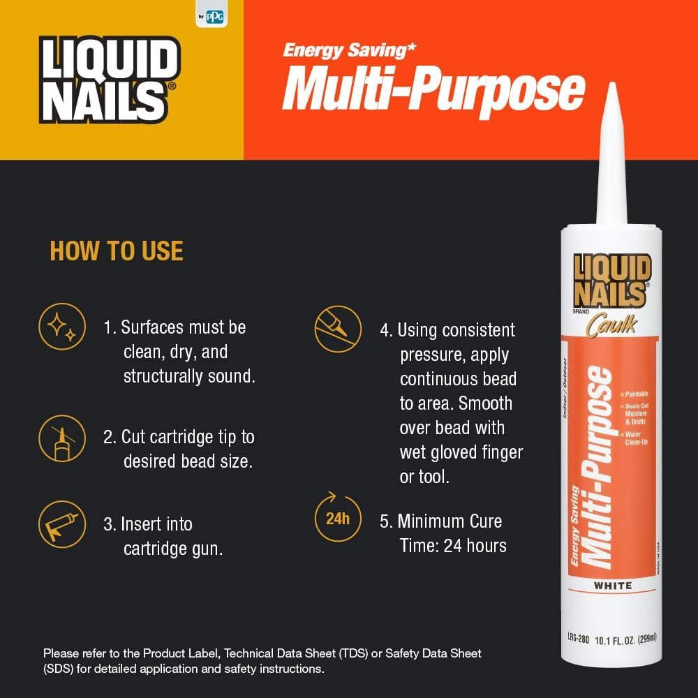 Energy Saving Multi-Purpose Latex Caulk 10.1 oz, 3 Pack, view 3