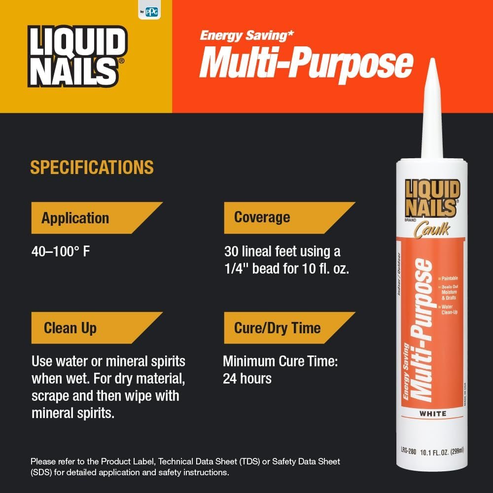 Energy Saving Multi-Purpose Latex Caulk 10.1 oz, 3 Pack, view 4