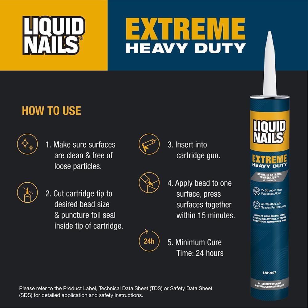 Extreme Heavy Duty Construction Adhesive, 10 oz, view 4
