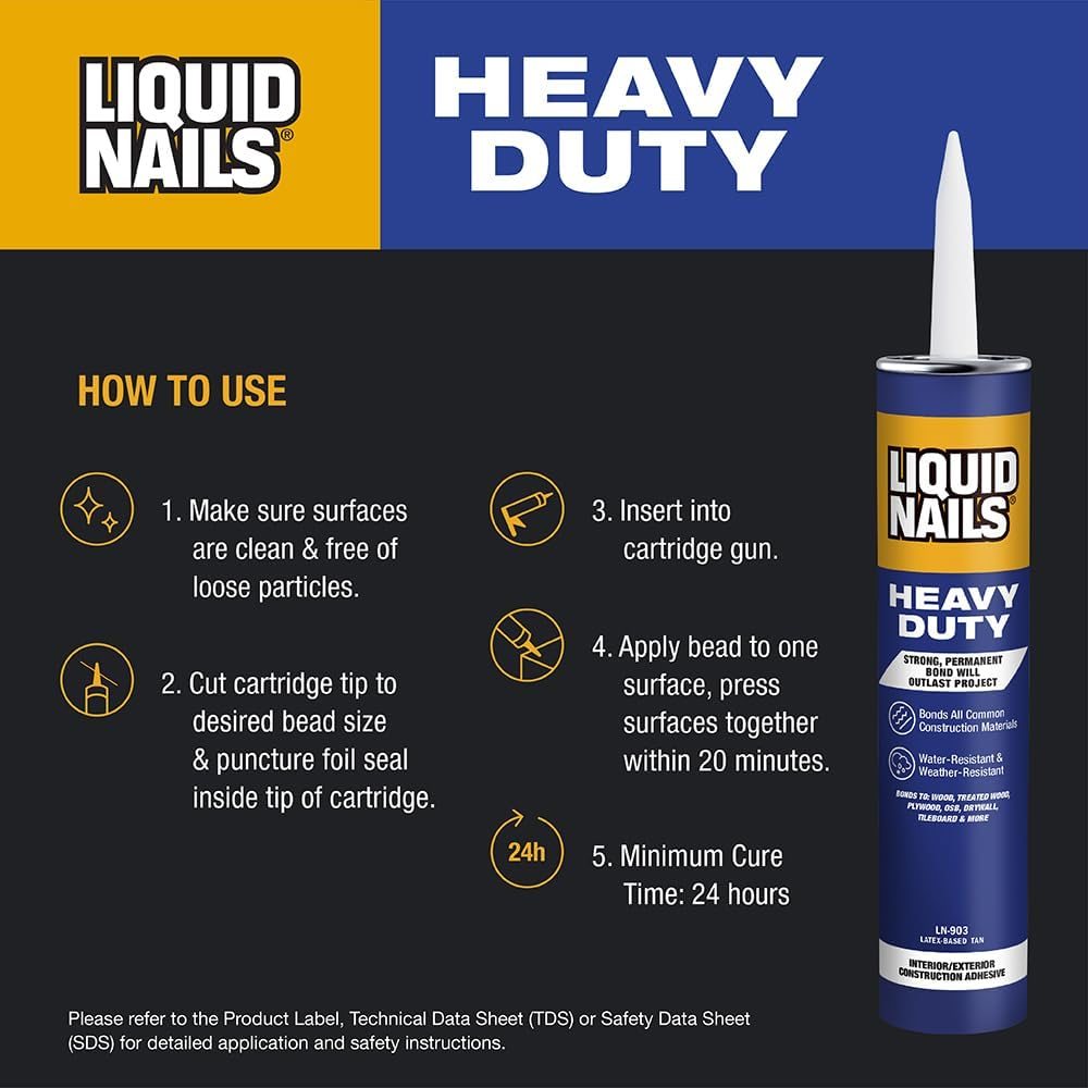 Heavy Duty Construction Adhesive 10 oz, 6 Pack, view 3