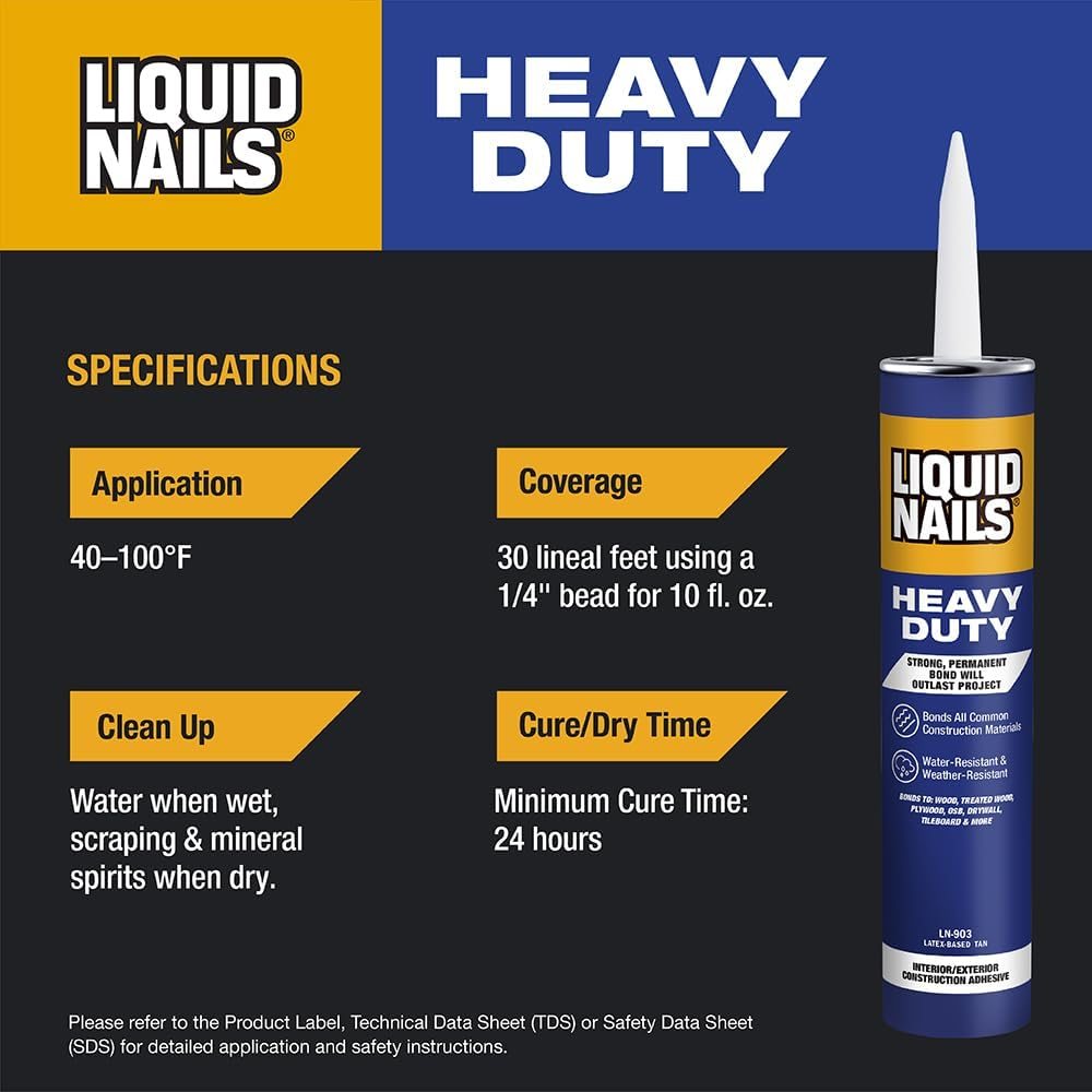 Heavy Duty Construction Adhesive, 10 oz, view 4
