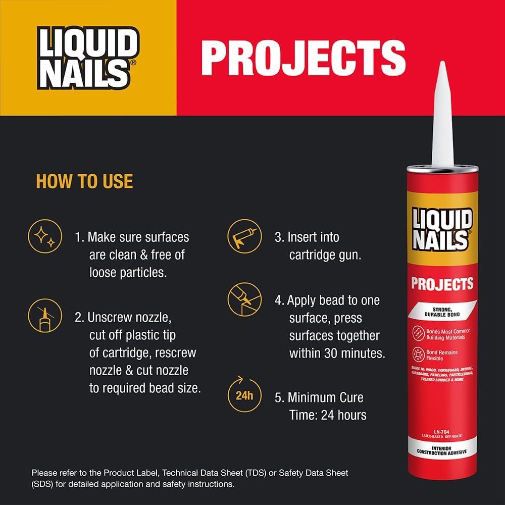 Interior Projects Construction Adhesive, 10 oz, view 3