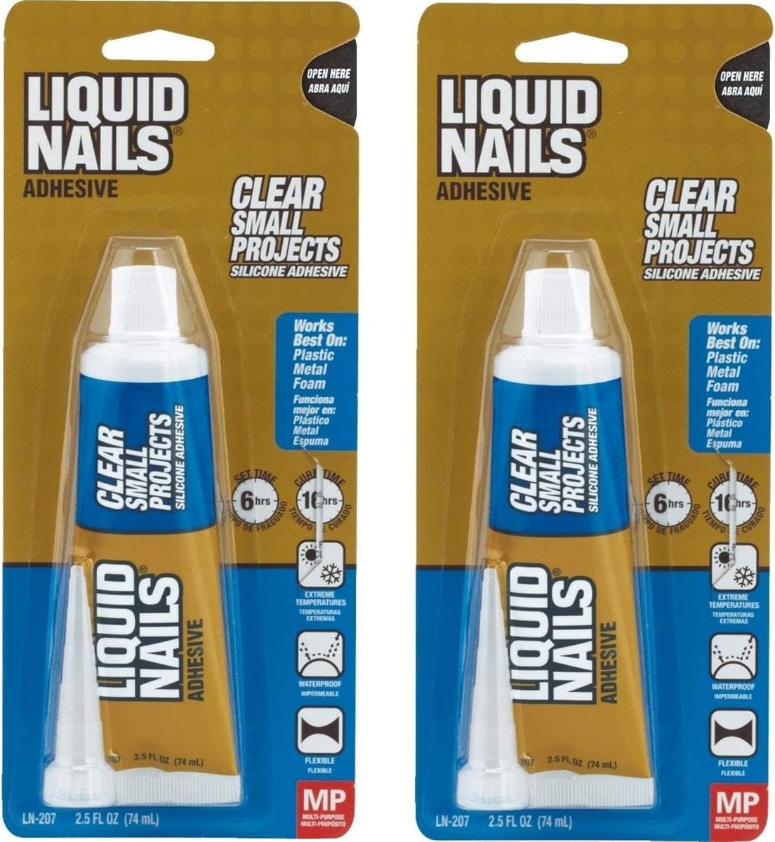 LN-207 Clear Silicone Sealant 2.5 oz, 2 Pack, Liquid Nails