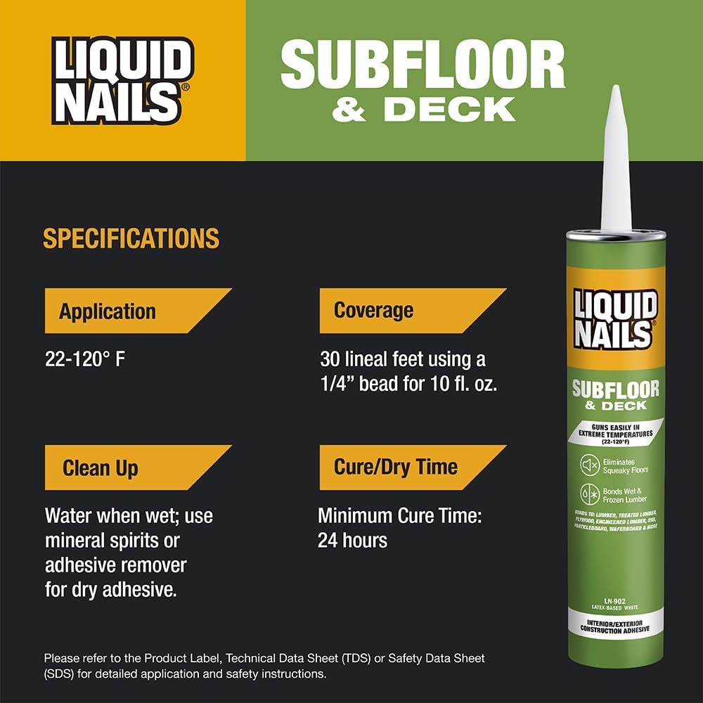LN-902 Subfloor & Deck Adhesive, Low VOC, 28 oz, view 5
