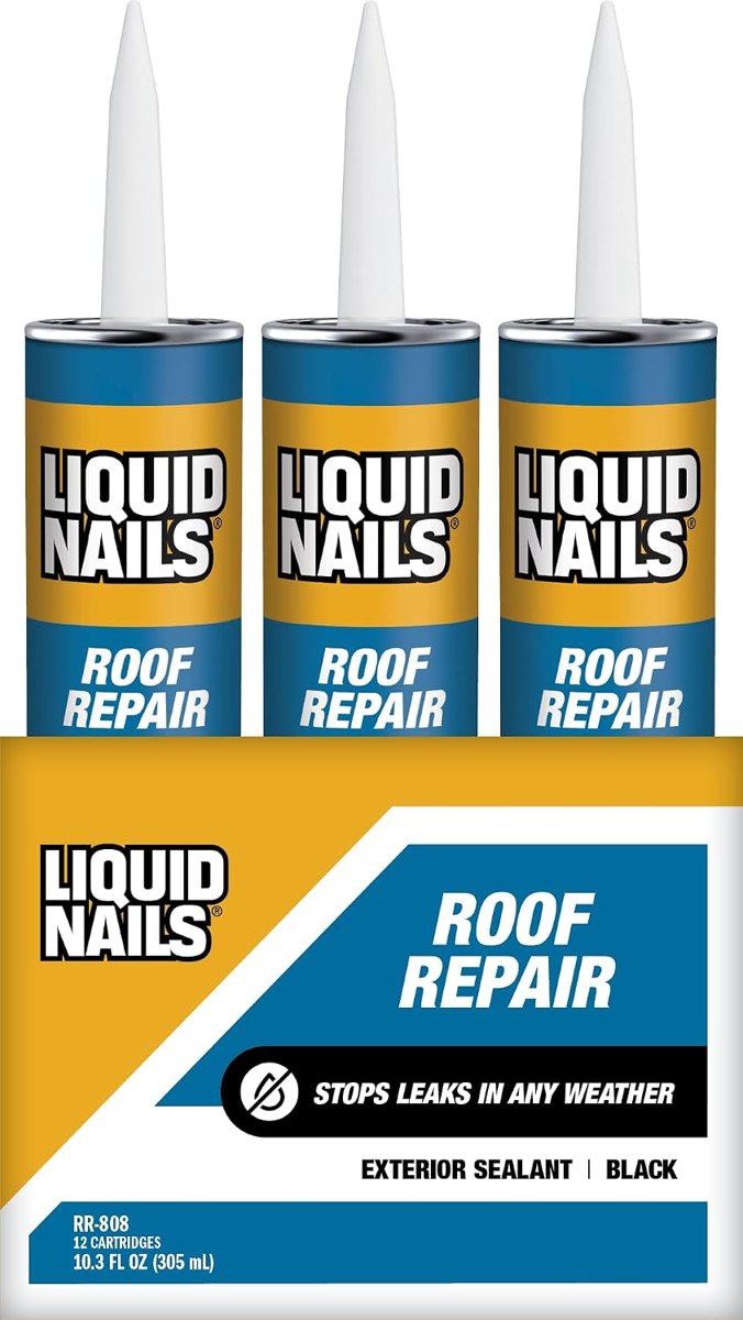 Roof Repair 10.3 oz Black Waterproofing Adhesive, 12 Pack, Liquid Nails