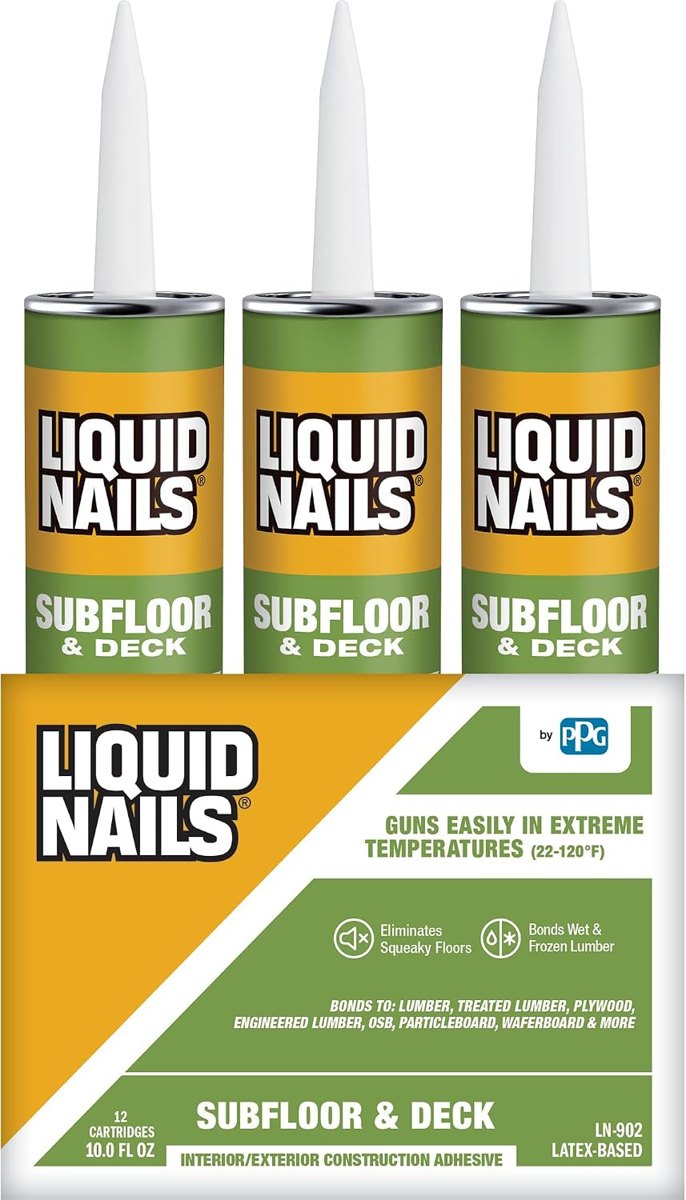 Subfloor & Deck 28 oz White Latex Adhesive, 12 Pack, Liquid Nails