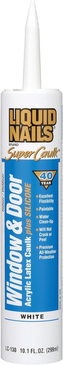Super Caulk 10.1 oz White Window & Door Caulk, Liquid Nails
