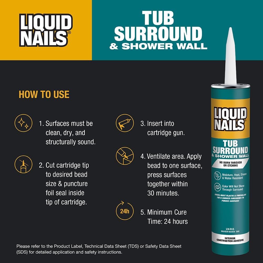 Tub Surround 10 oz Bright White Tub & Shower Adhesive, view 4