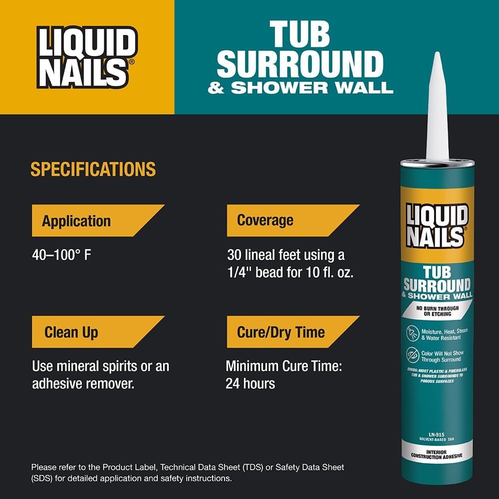 Tub Surround 10 oz Bright White Tub & Shower Adhesive, view 5